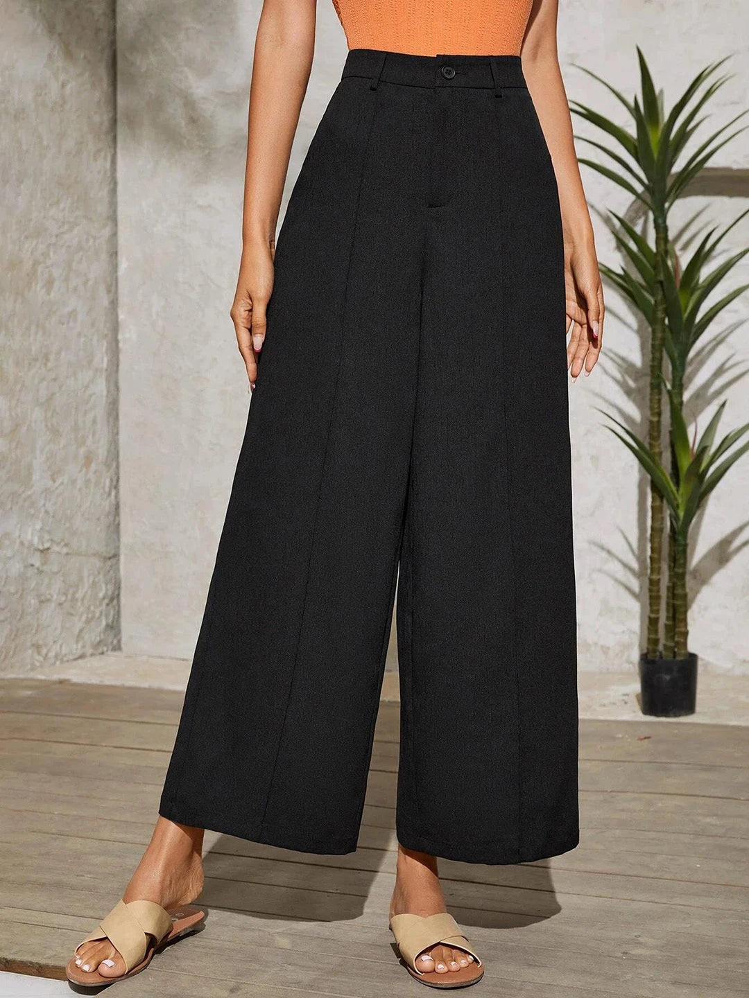 KOTTY Flared Women Black Trousers 