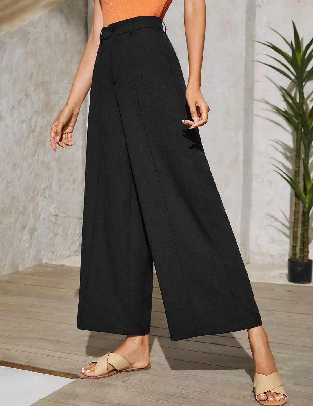 KOTTY Flared Women Black Trousers 