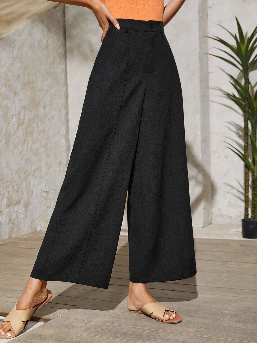 KOTTY Flared Women Black Trousers 