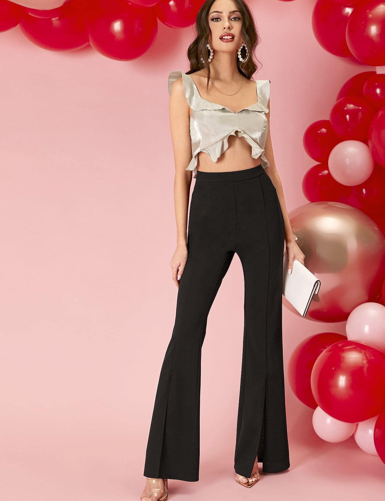 KOTTY Womens Solid Attractive High Rise Pant