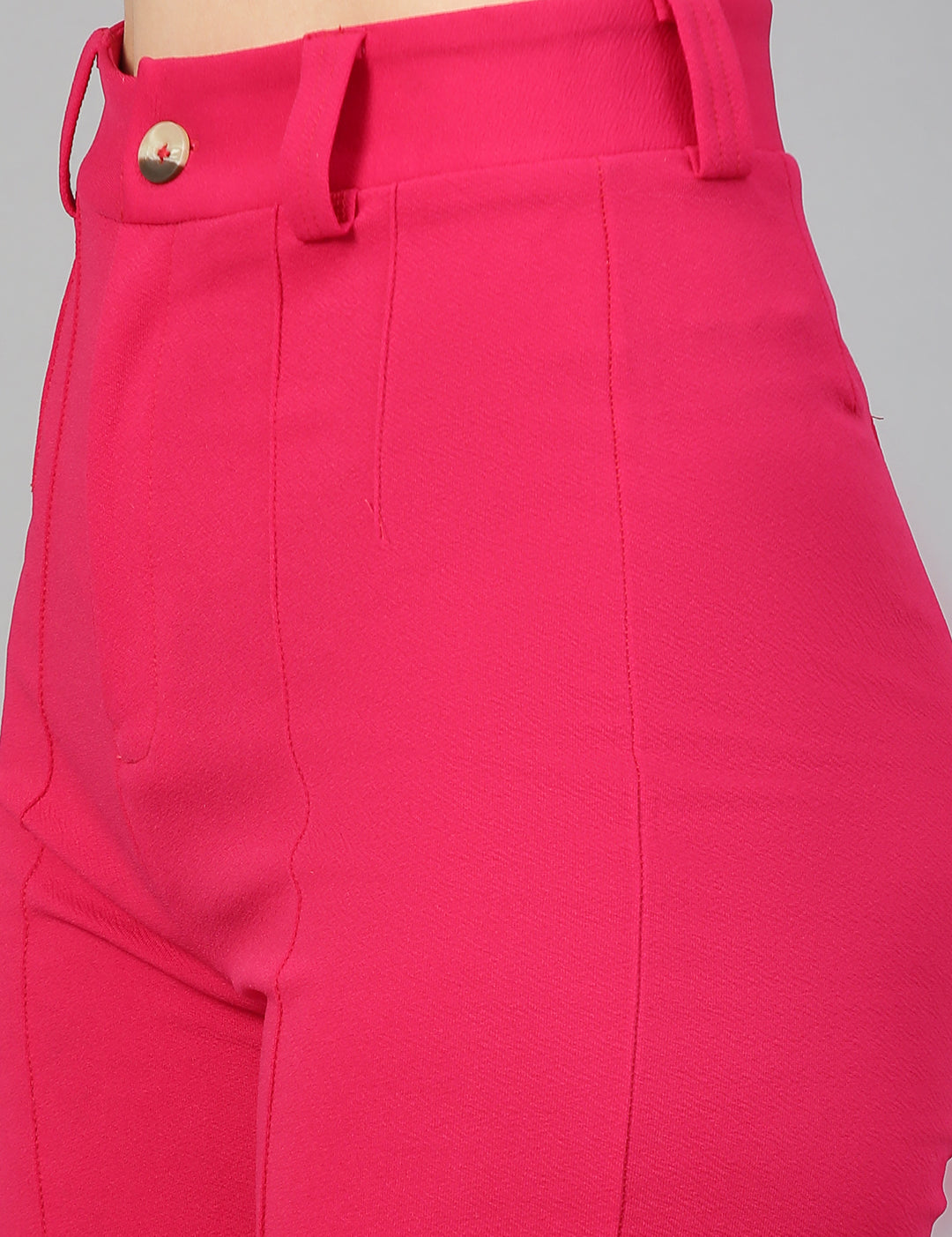 KOTTY Womens High Rise Viscose Rayon Solid Trousers Rani Pink