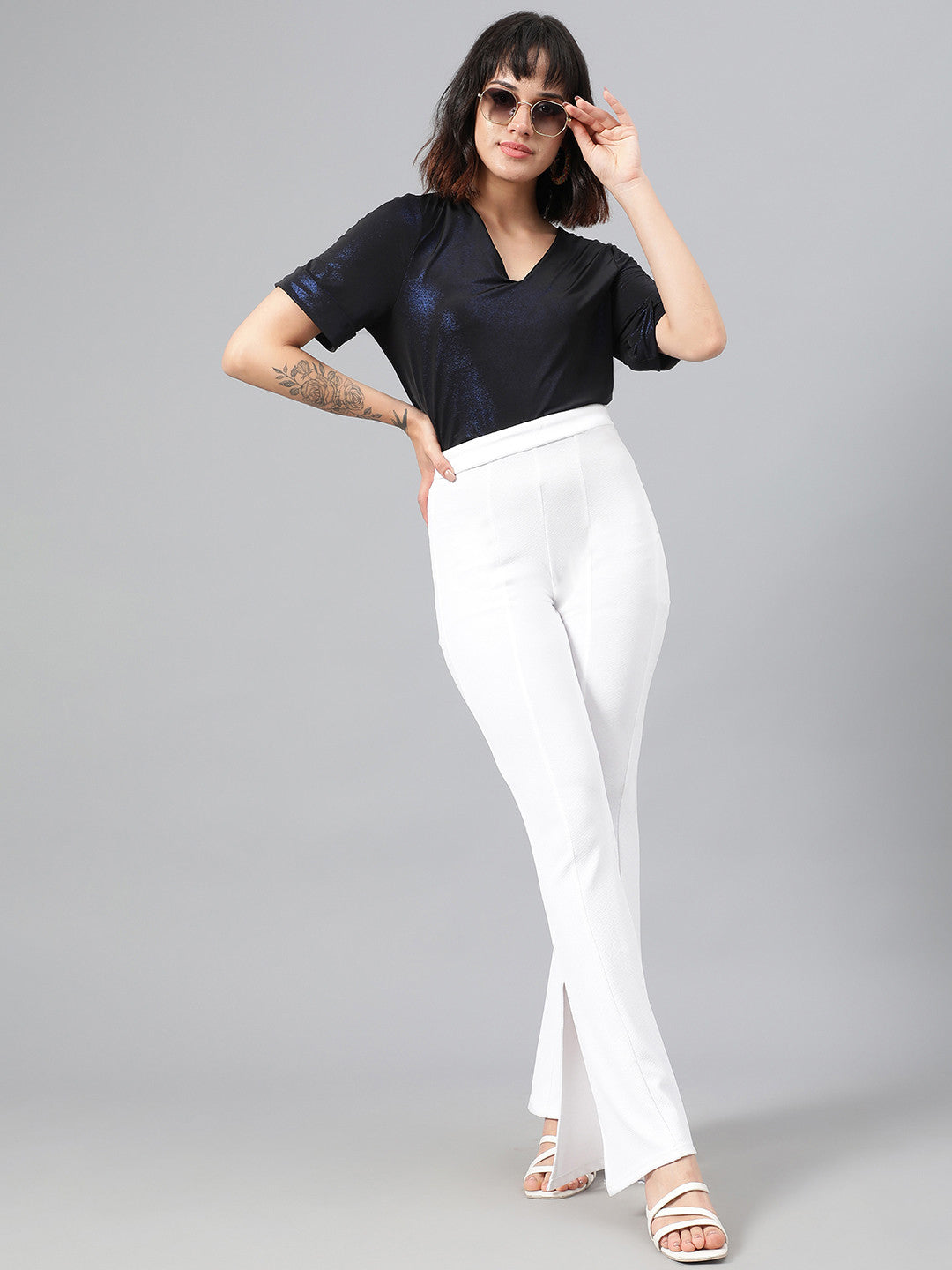 KOTTY Womens Solid Attractive High Rise Pant