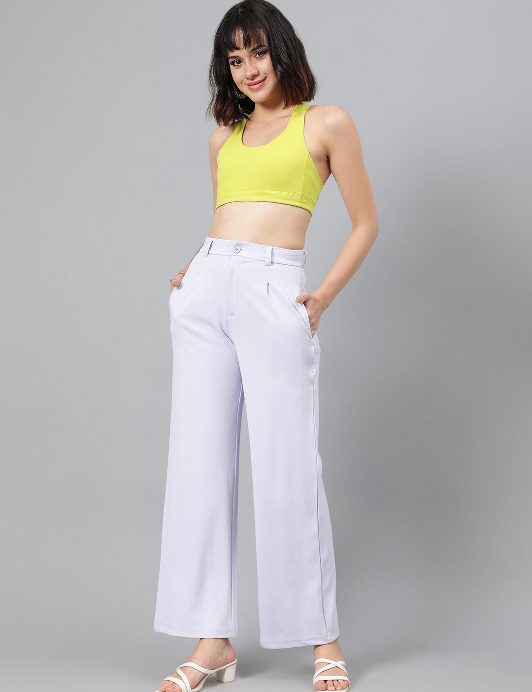 KOTTY Womens Solid Attractive High Rise Pant
