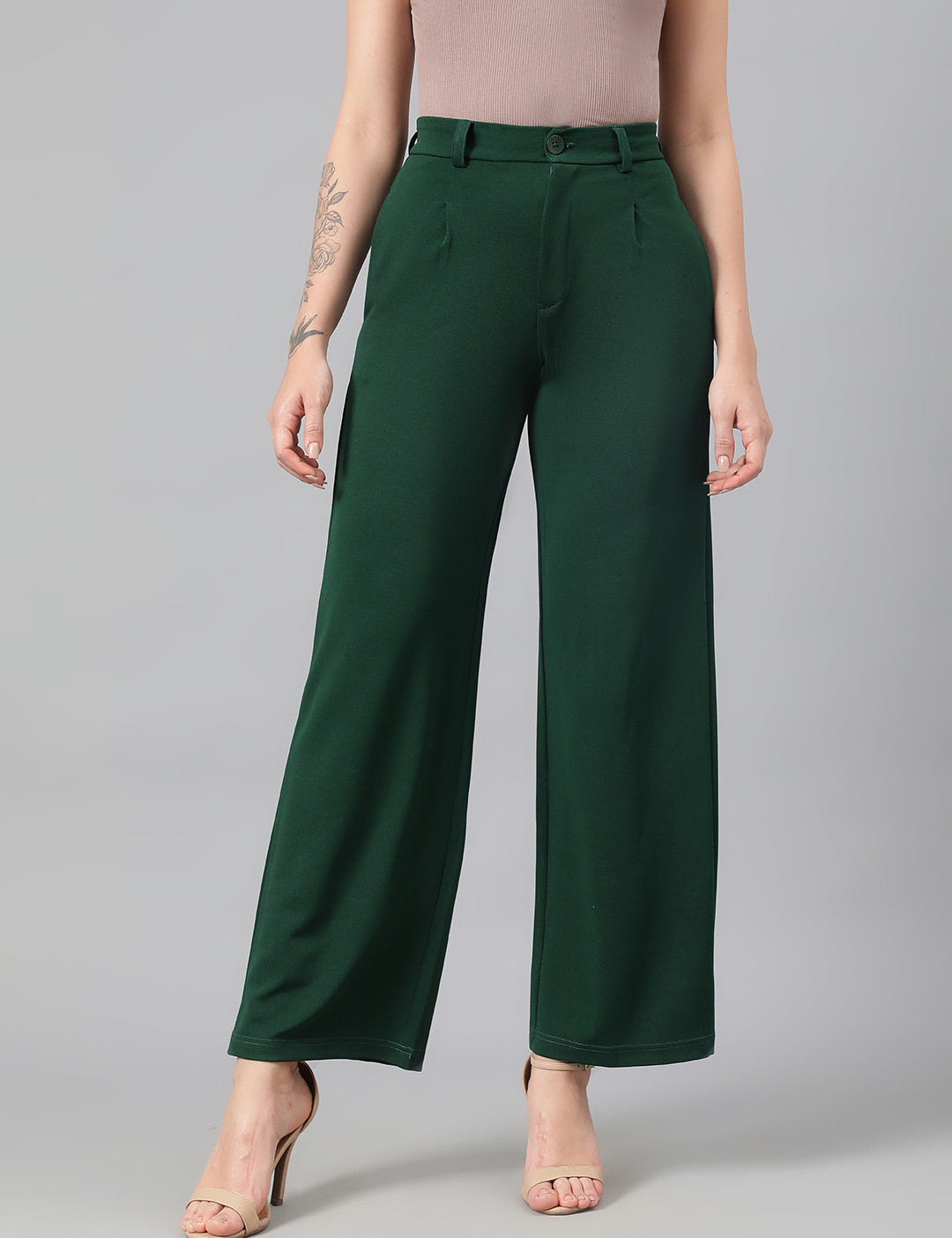 KOTTY Womens Solid Attractive High Rise Pant