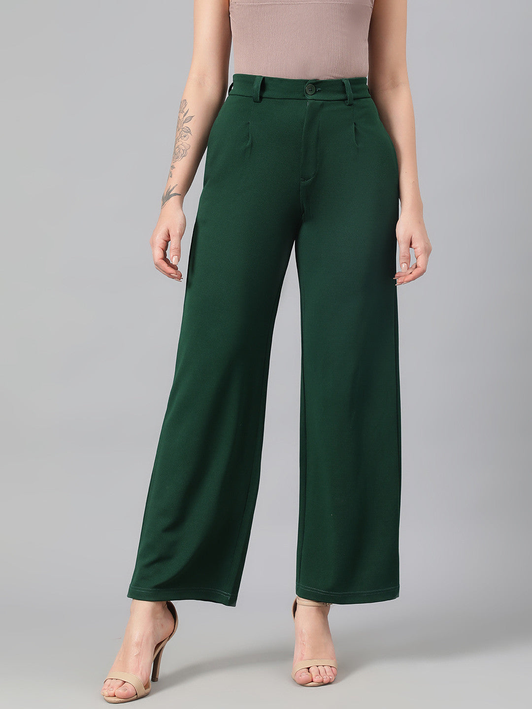KOTTY Womens Solid Attractive High Rise Pant
