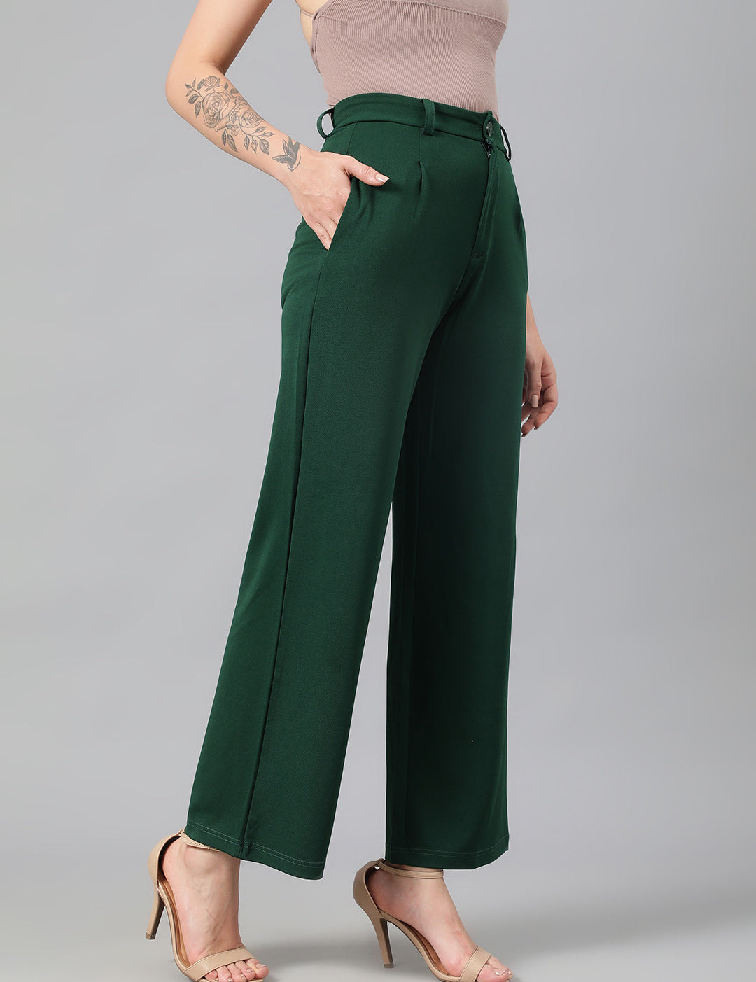 KOTTY Womens Solid Attractive High Rise Pant