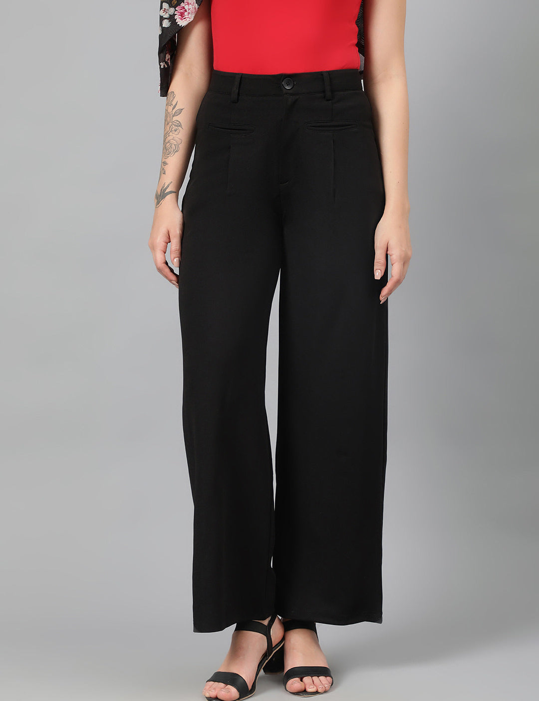 KOTTY Regular Fit Women Black Trousers 