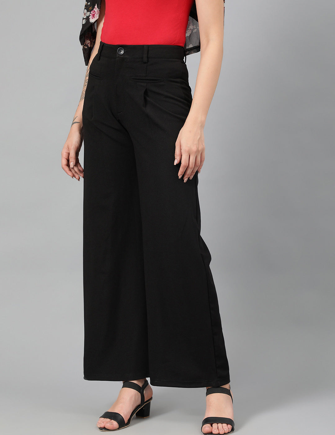 KOTTY Regular Fit Women Black Trousers 