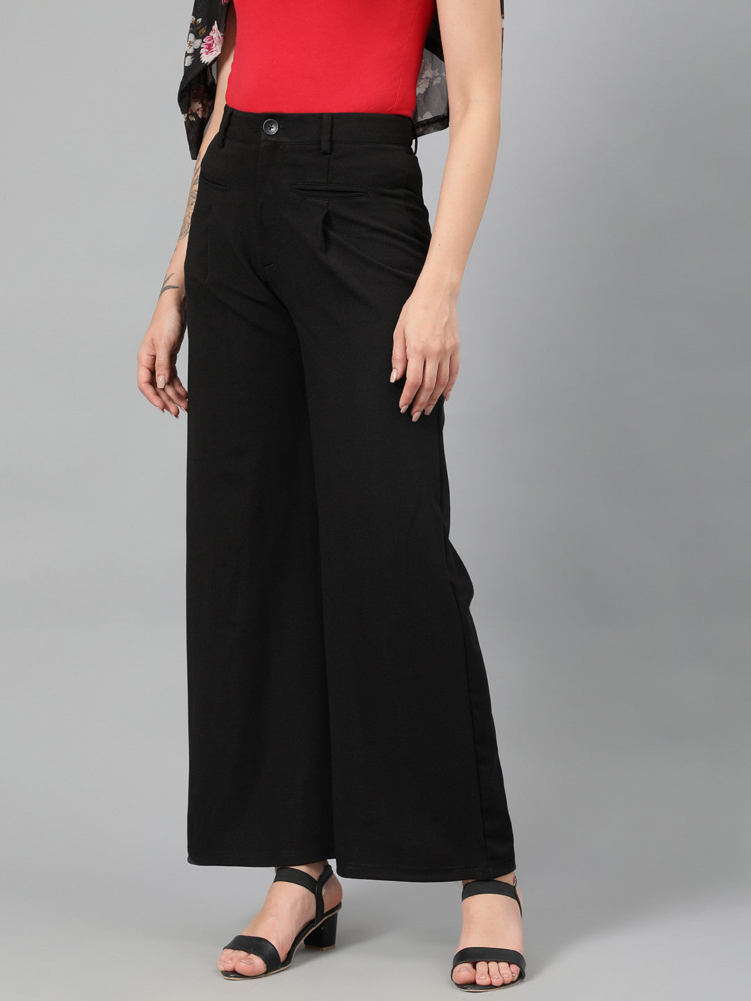KOTTY Regular Fit Women Black Trousers 