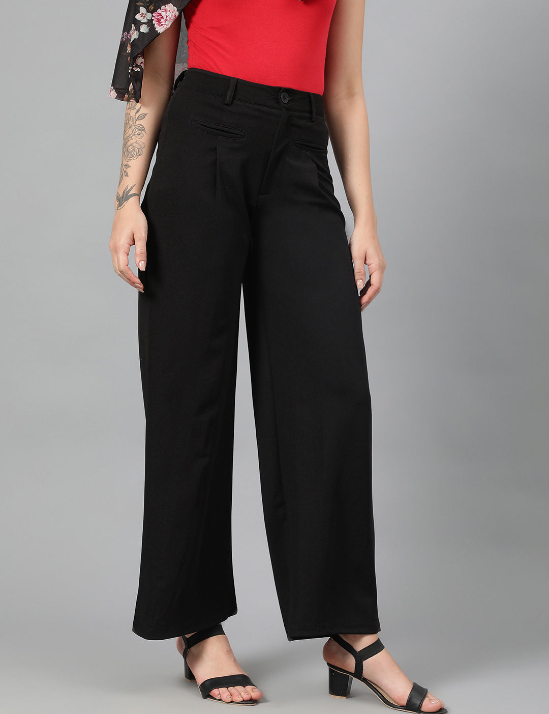 KOTTY Regular Fit Women Black Trousers 