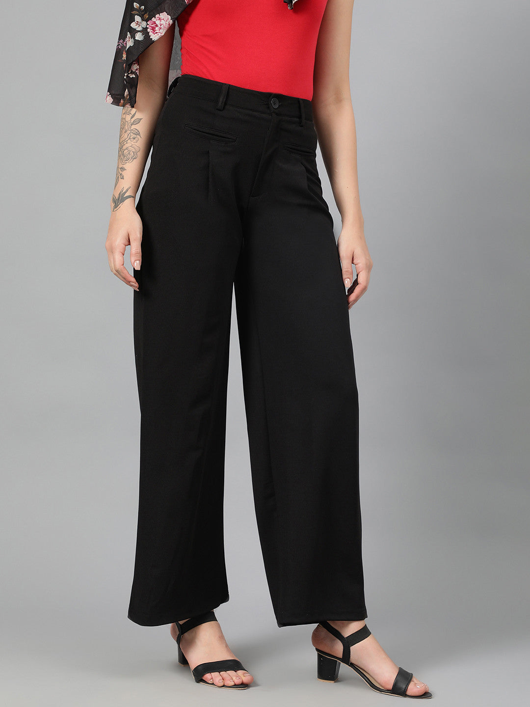 KOTTY Regular Fit Women Black Trousers 