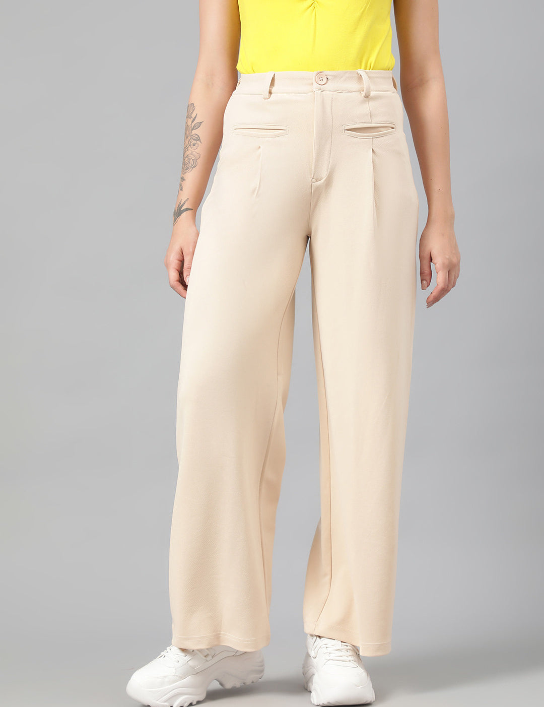 KOTTY Regular Fit Women Beige Trousers 