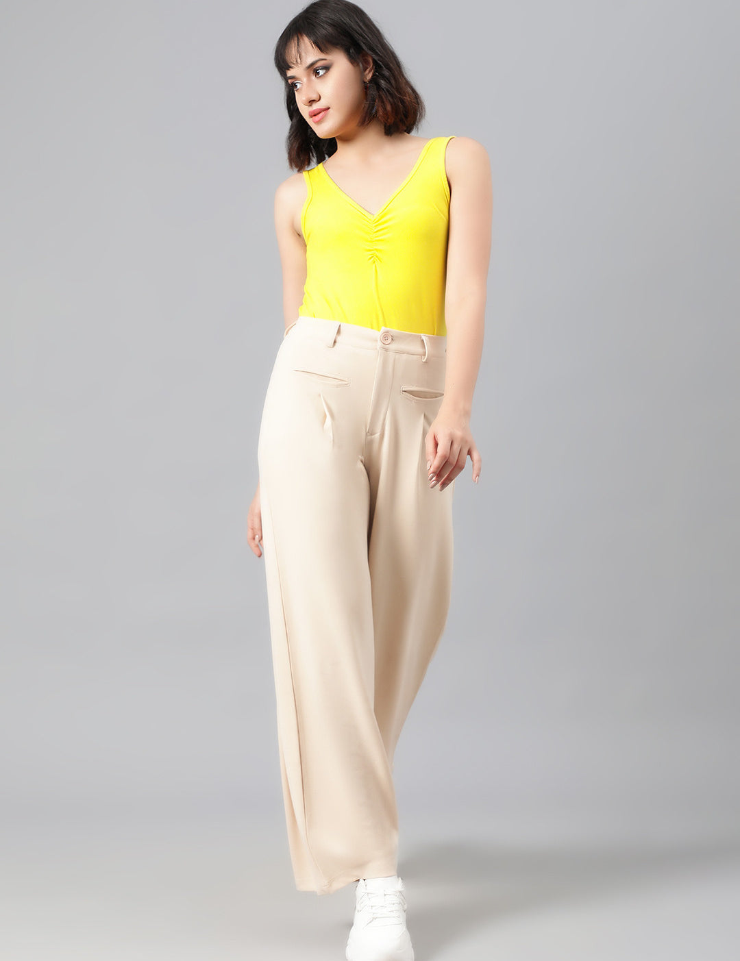 KOTTY Regular Fit Women Beige Trousers 