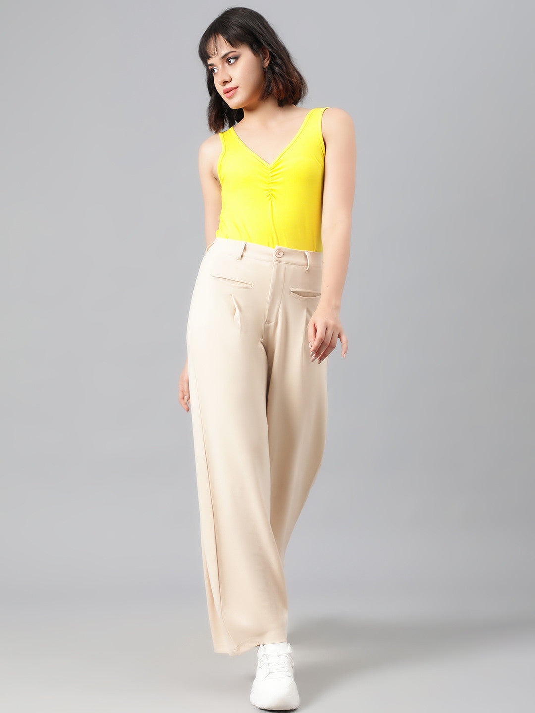 KOTTY Regular Fit Women Beige Trousers 