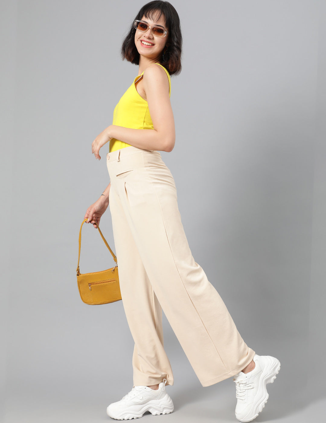 KOTTY Regular Fit Women Beige Trousers 