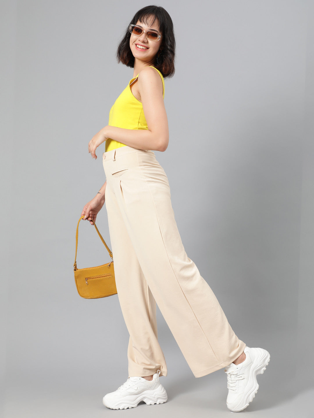 KOTTY Regular Fit Women Beige Trousers 