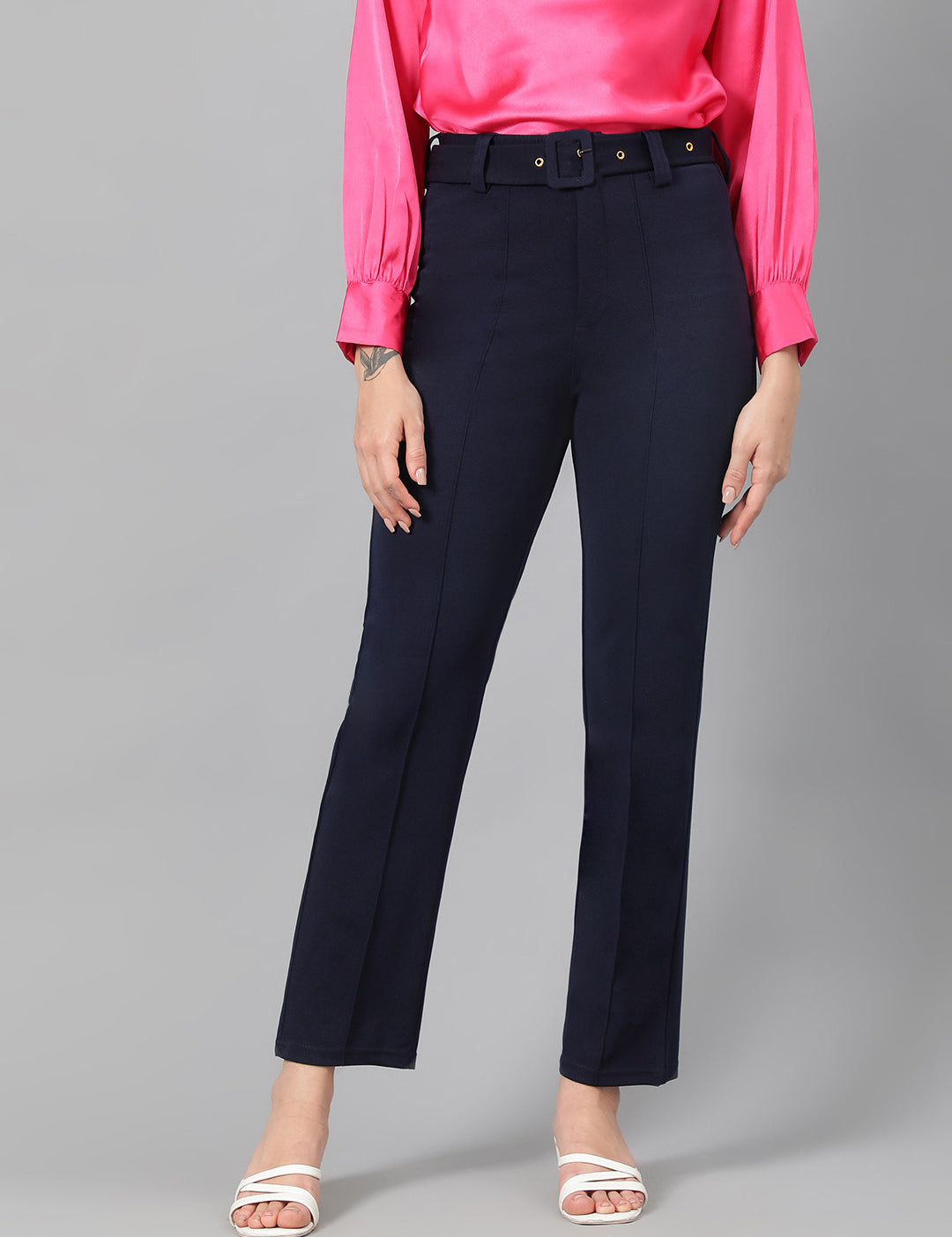 KOTTY Regular Fit Women Dark Blue Trousers 