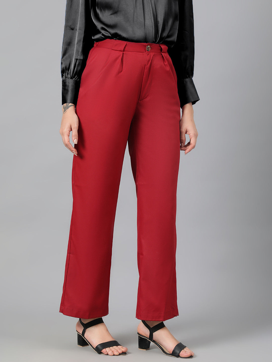 KOTTY Regular Fit Women Maroon Trousers 