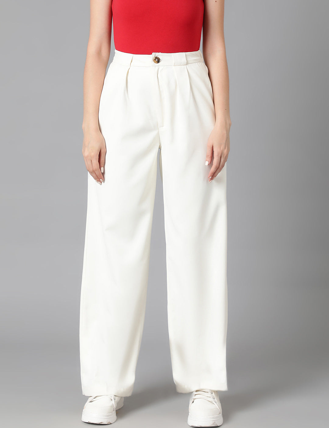 KOTTY Regular Fit Women White Trousers 
