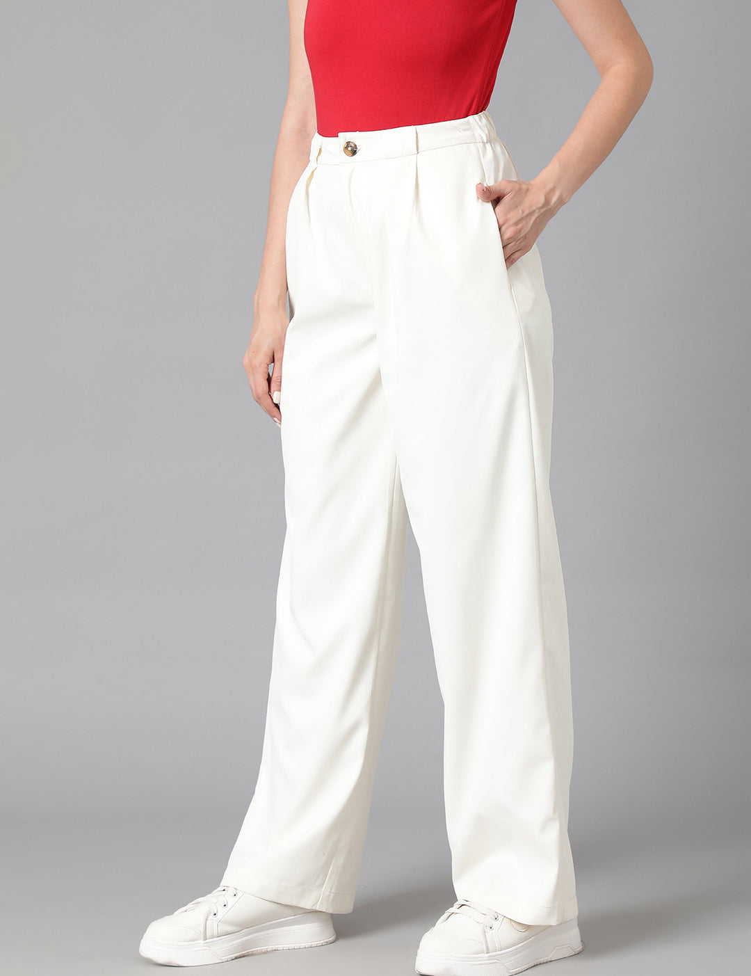 KOTTY Regular Fit Women White Trousers 