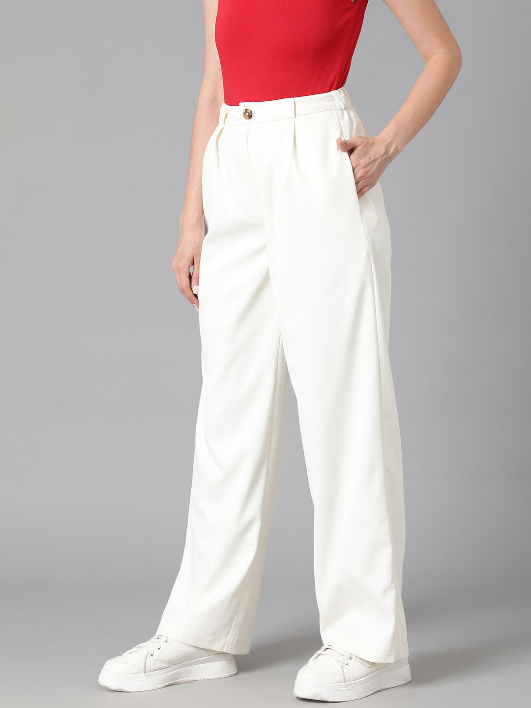 KOTTY Regular Fit Women White Trousers 