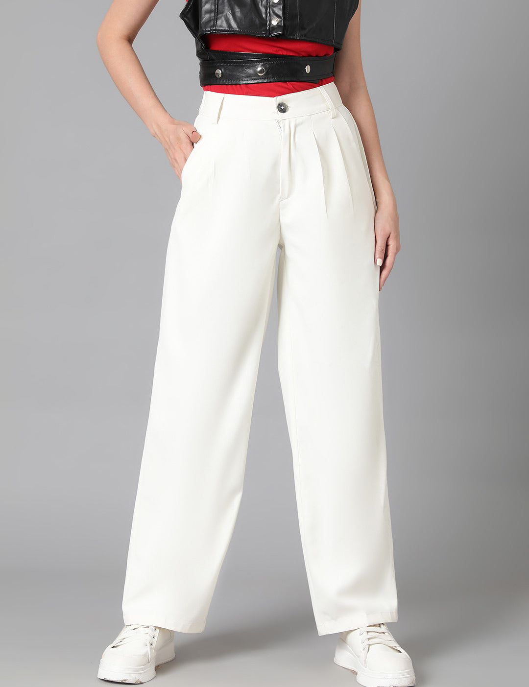 KOTTY Regular Fit Women White Trousers 