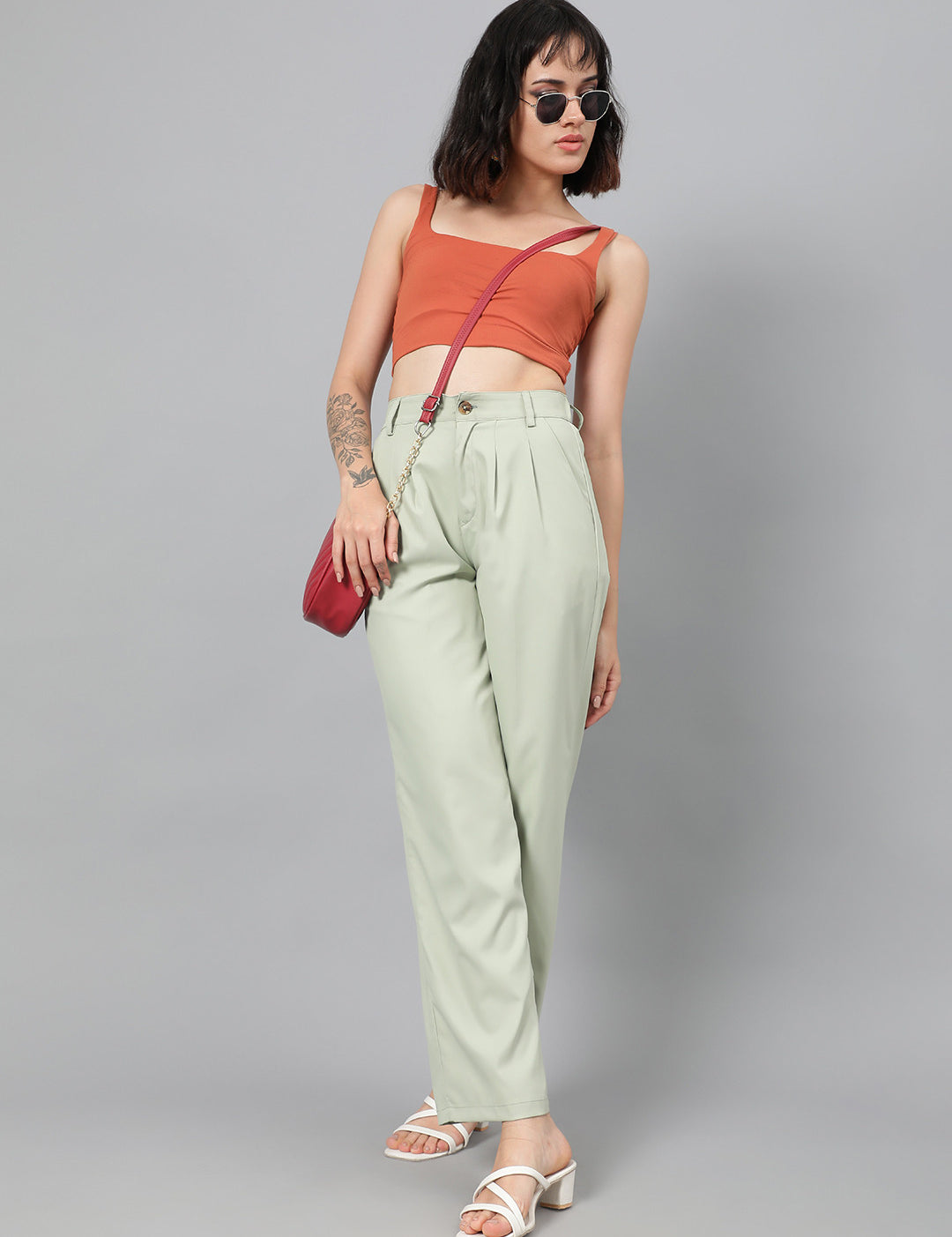 KOTTY Womens Solid Attractive High Rise Pant