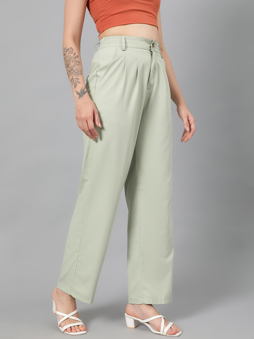 KOTTY Womens Solid Attractive High Rise Pant