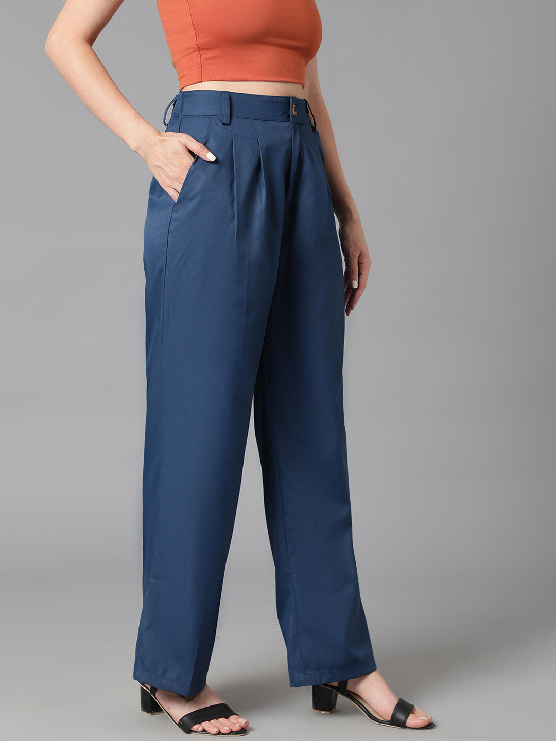 KOTTY Regular Fit Women Blue Trousers 