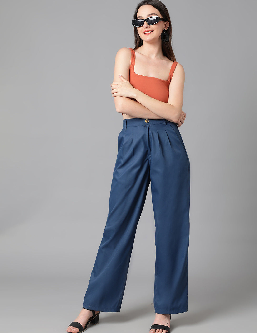 KOTTY Regular Fit Women Blue Trousers 