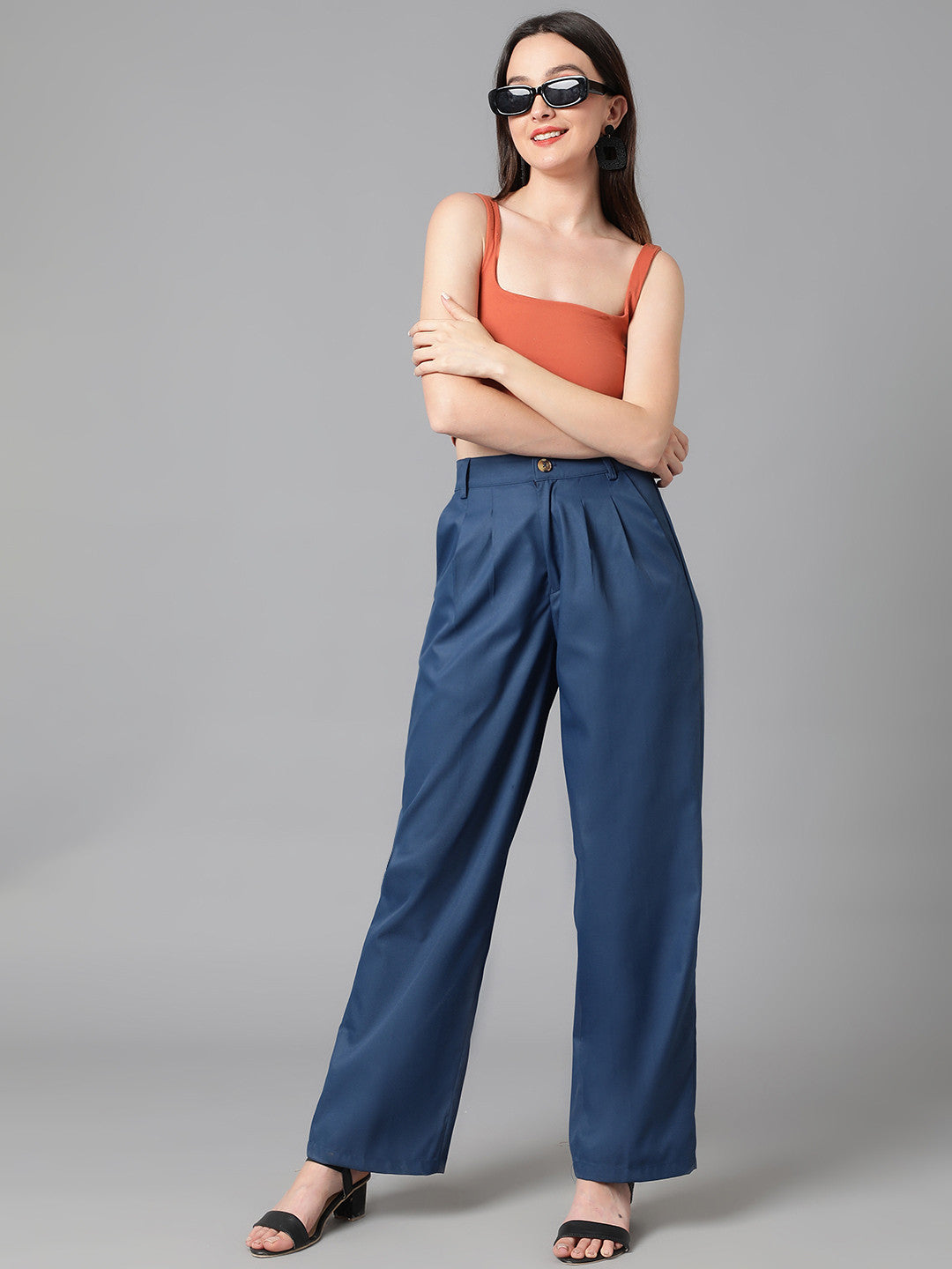 KOTTY Regular Fit Women Blue Trousers 