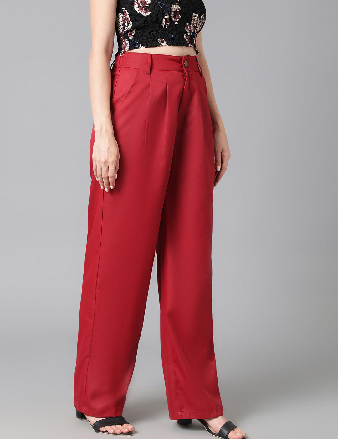 KOTTY Regular Fit Women Maroon Trousers 
