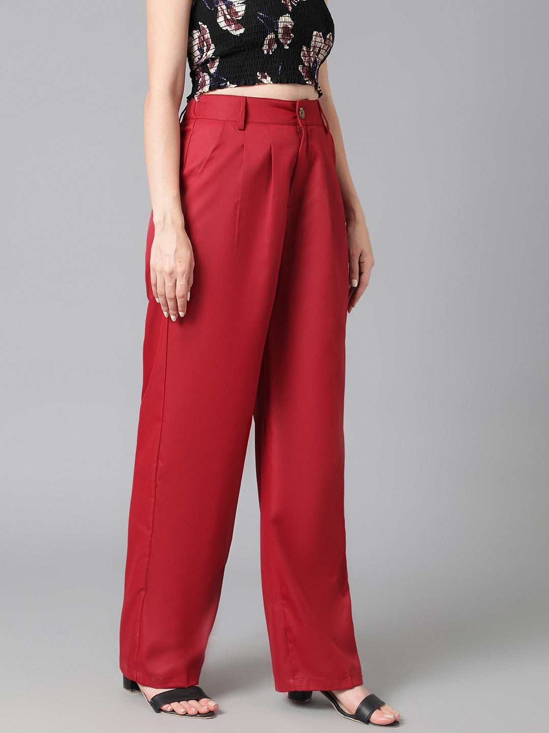 KOTTY Regular Fit Women Maroon Trousers 