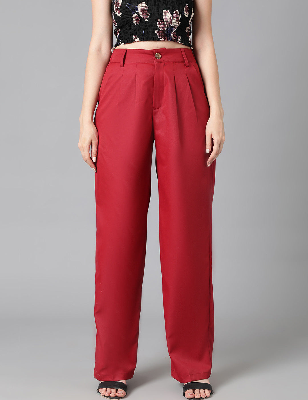 KOTTY Regular Fit Women Maroon Trousers 