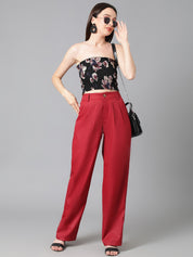 KOTTY Regular Fit Women Maroon Trousers 