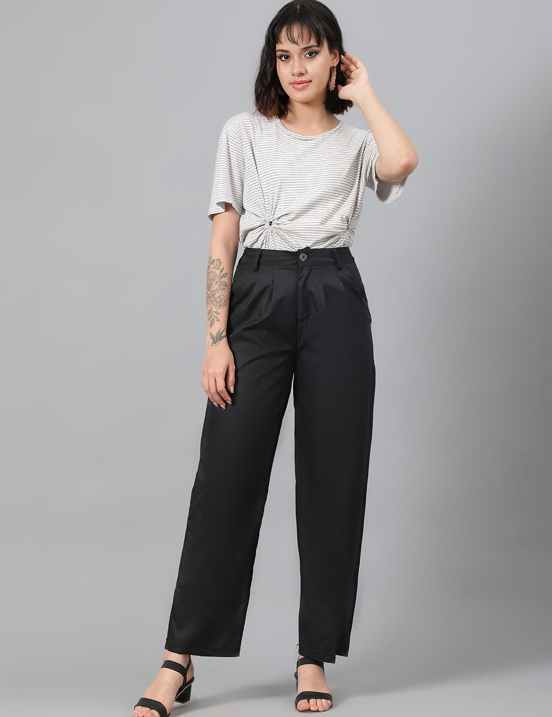 KOTTY Regular Fit Women Black Trousers 