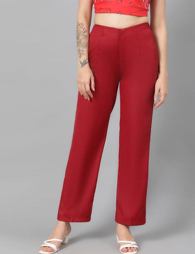 KOTTY Regular Fit Women Maroon Trousers 