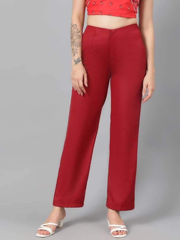 KOTTY Regular Fit Women Maroon Trousers 