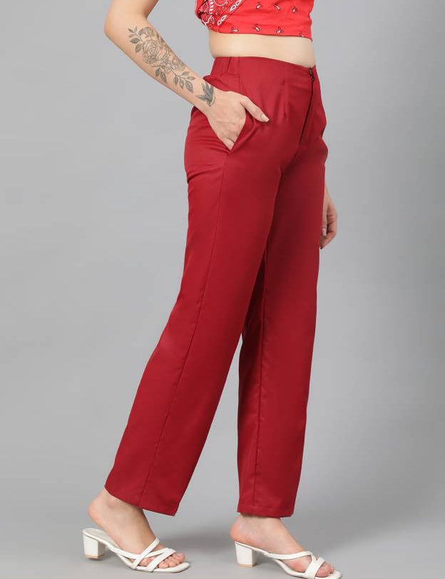 KOTTY Regular Fit Women Maroon Trousers 