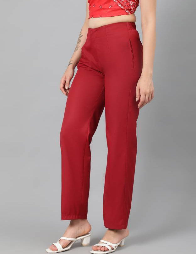 KOTTY Regular Fit Women Maroon Trousers 