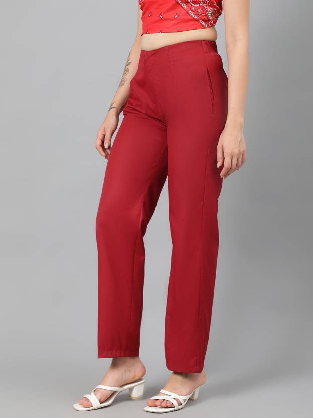 KOTTY Regular Fit Women Maroon Trousers 