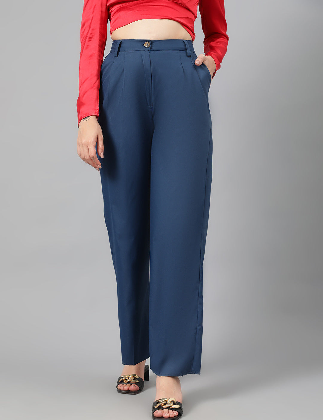 KOTTY Regular Fit Women Blue Trousers 