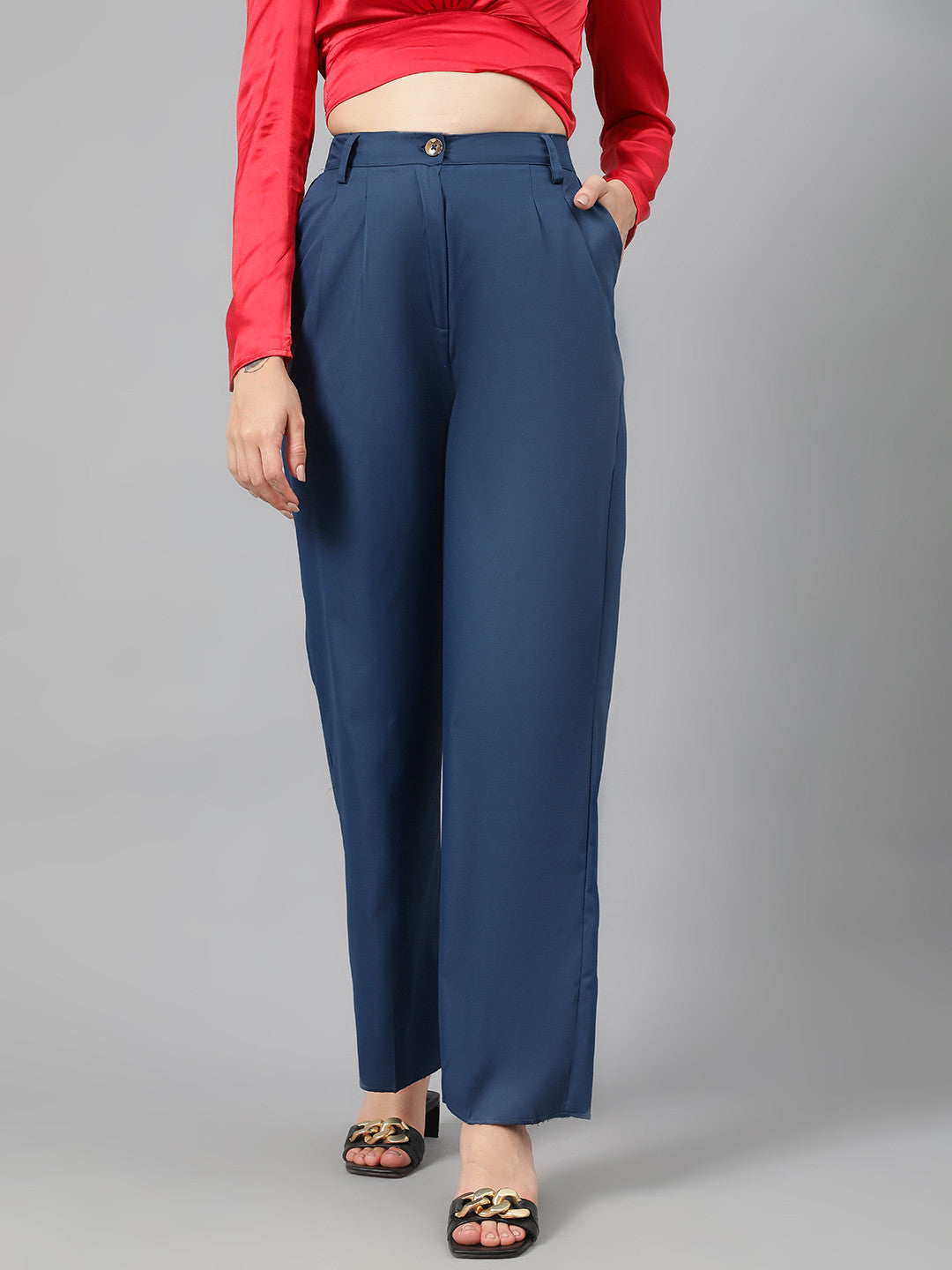 KOTTY Regular Fit Women Blue Trousers 