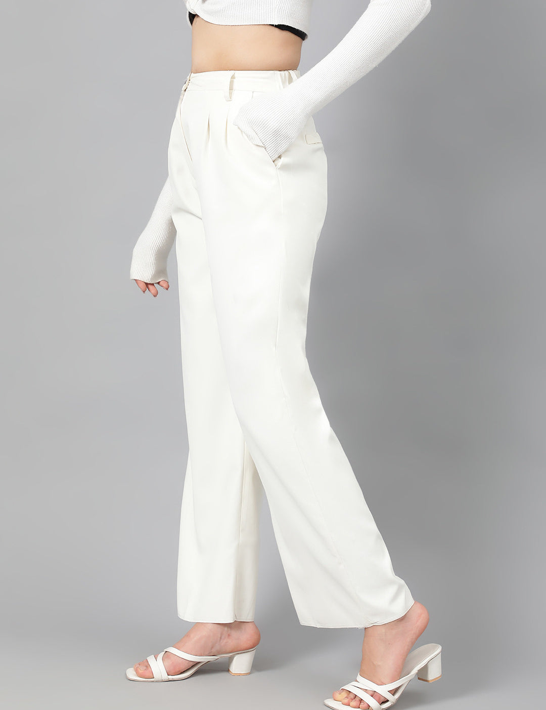 KOTTY Womens Solid Attractive High Rise Pant