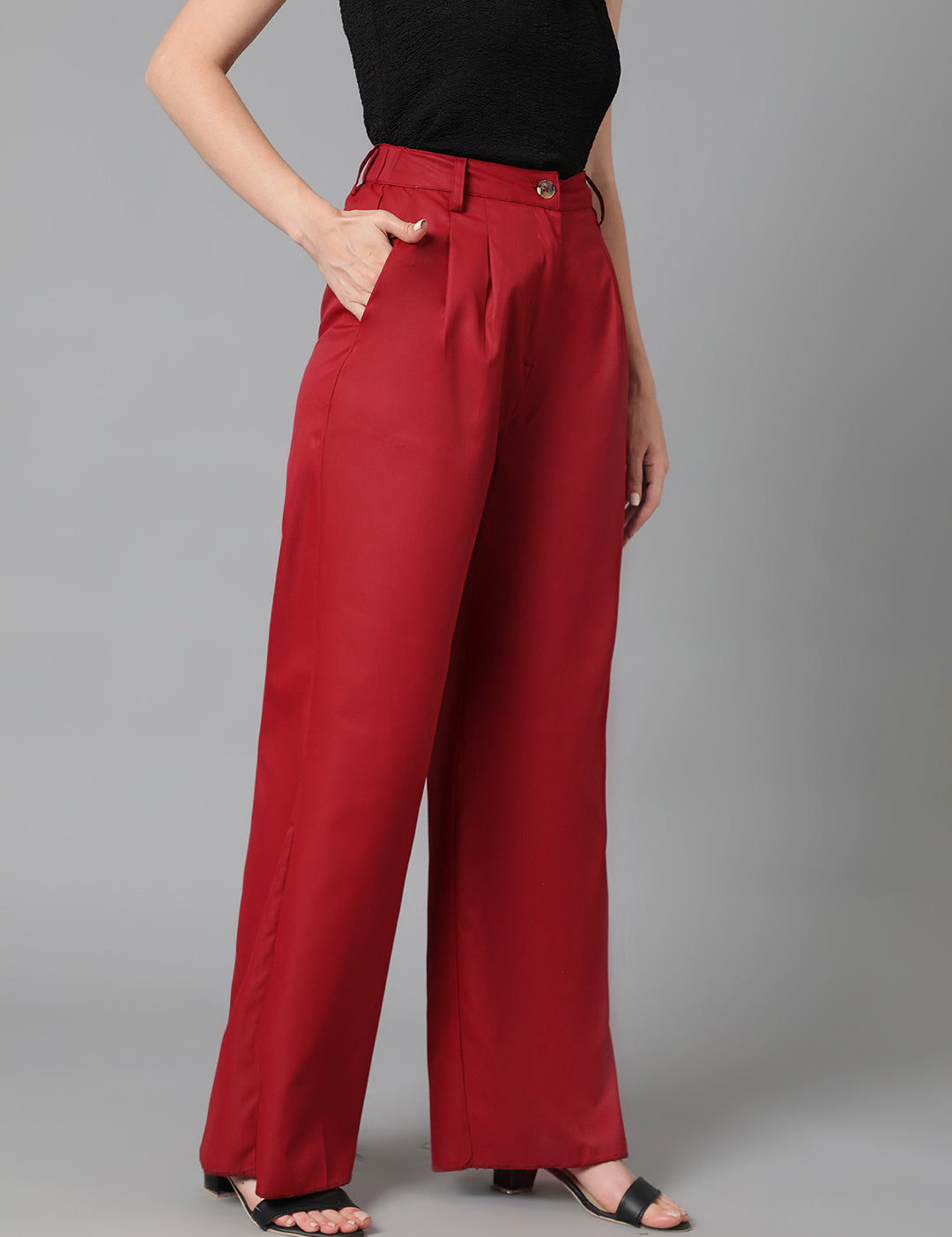 KOTTY Regular Fit Women Maroon Trousers 