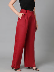 KOTTY Regular Fit Women Maroon Trousers 