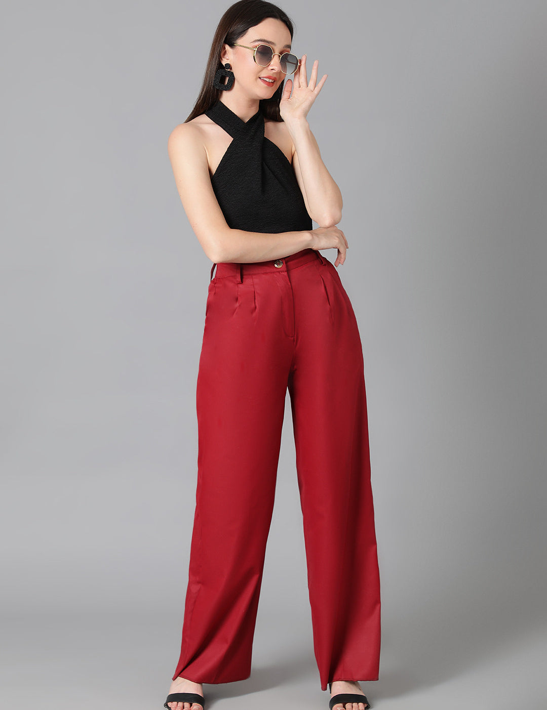 KOTTY Regular Fit Women Maroon Trousers 