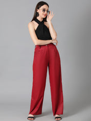KOTTY Regular Fit Women Maroon Trousers 