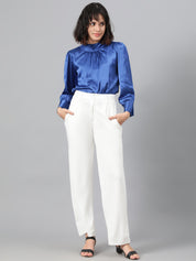 KOTTY Womens Polyester Blend Straight Fit Trousers Bright White