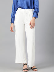 KOTTY Womens Polyester Blend Straight Fit Trousers Bright White
